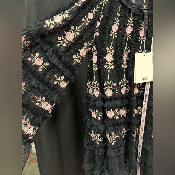 Mac Duggal 8031 NWT Embroidered Long Flare Sleeve Mesh A-Line Dress - Picture 5 of 8